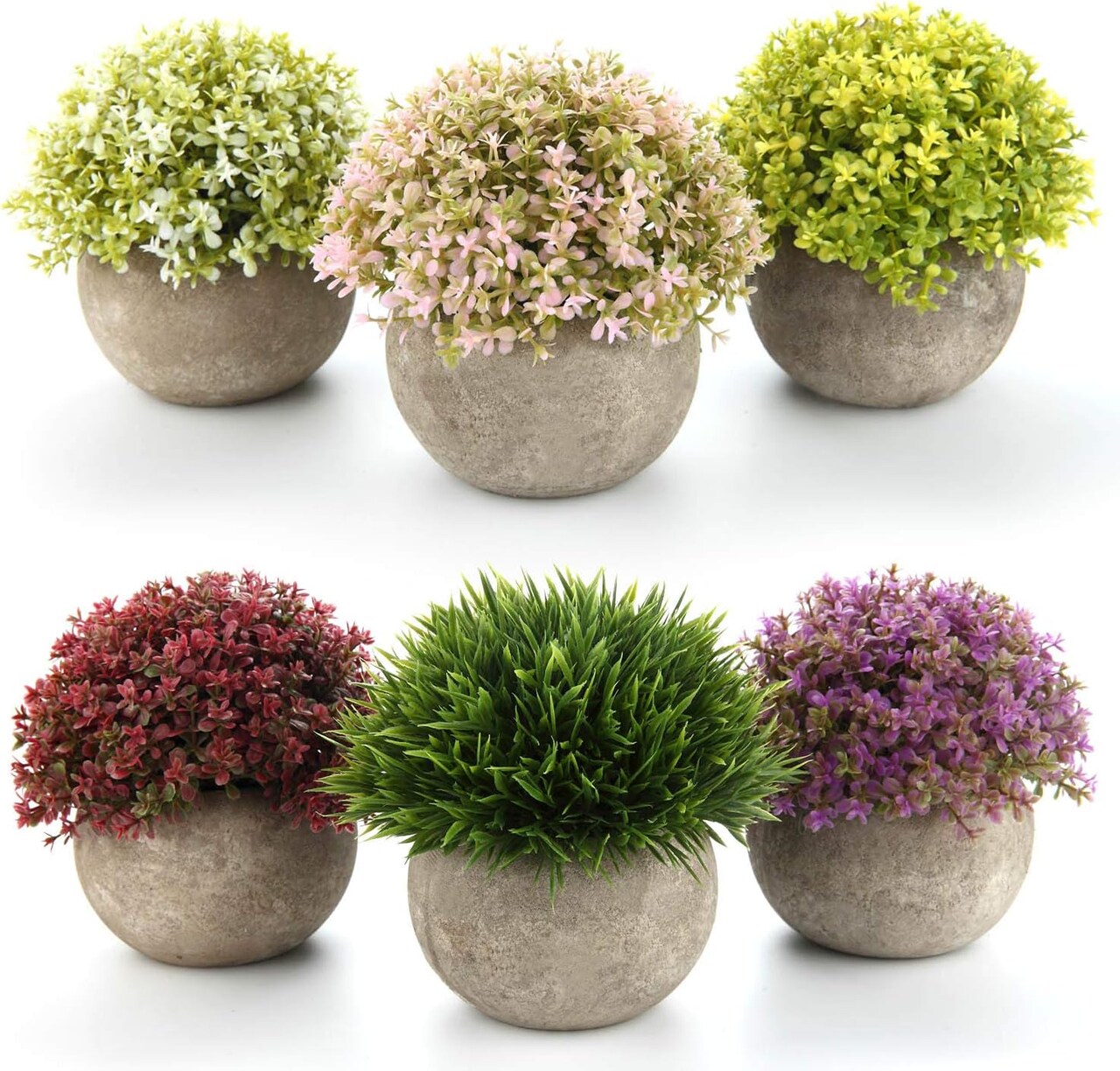 6 Pack Mini Artificial Succulent Small Potted Plants – Colorful Faux Lifelike Desk & Home Office Decor for Indoor Display